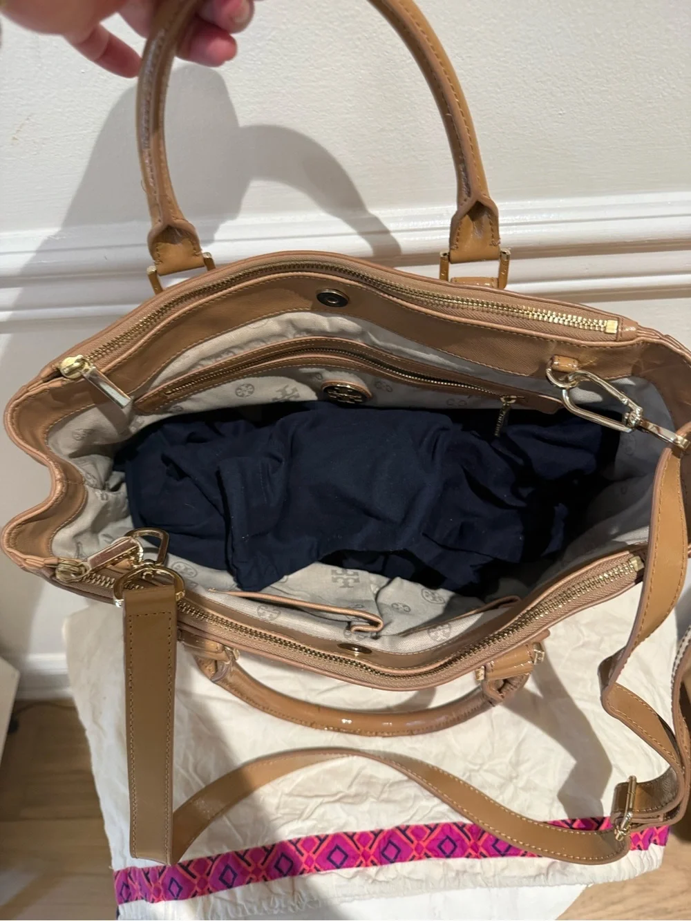 Tory Burch Robinson Double Zip Tote Tan